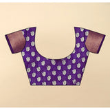 Purple cotton blend printed saree with unstitched blouse (5.5Mtr), vibrant pattern for traditional Indian women's fashion