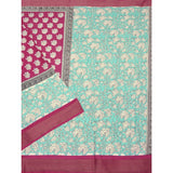 Multicolor cotton blend printed saree with unstitched blouse, vibrant Indian wear for women's festive occasion