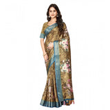 Multicolor cotton blend floral printed saree with unstitched blouse, 5.5Mtr - vibrant women's ethnic wear for traditional occasions