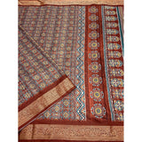 Multicolor cotton blend printed saree with unstitched blouse, vibrant Indian fashion for women on display