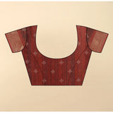 Multicolor cotton blend printed saree with unstitched blouse, vibrant Indian wear for women on display