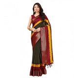Multi-colored cotton silk saree with unstitched blouse (5.5mtr) on mannequin for traditional Indian wear