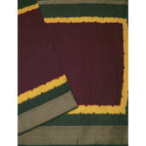 Multicolor cotton silk solid saree with unstitched blouse, 5.5mtr on mannequin