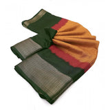 Multicolor cotton silk solid saree with unstitched blouse (5.5mtr), high-quality Indian traditional wear