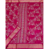 Pink cotton silk floral printed saree with unstitched blouse, 5.5mtr length
