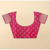 Pink cotton silk floral printed saree with unstitched blouse (5.5Mtr), traditional Indian attire on mannequin
