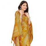 Yellow cotton silk floral printed saree with unstitched blouse (5.5Mtr) - vibrant traditional women's fashion accessory