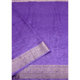 Purple cotton blend checkered saree with unstitched blouse, 5.5mtr for women's traditional wear