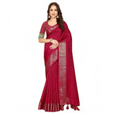 Red cotton blend checkered saree with unstitched blouse (5.5mtr), traditional Indian women's fashion accessory
