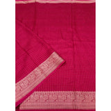 Red cotton blend checkered saree with unstitched blouse (5.5mtr) - traditional Indian fashion accessory for women