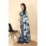 Multicolor cotton silk floral printed saree with unstitched blouse (5.5Mtr), vibrant multicolor floral pattern on traditional Indian wear
