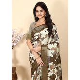 Multicolor cotton silk floral printed saree with unstitched blouse (5.5Mtr), elegant Indian traditional wear