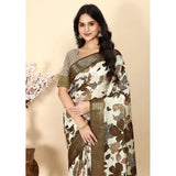 Multicolor cotton silk floral printed saree with unstitched blouse (5.5Mtr), elegant Indian traditional wear