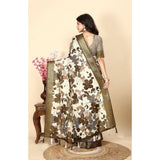 Multicolor cotton silk floral printed saree with unstitched blouse (5.5Mtr), traditional Indian wear on mannequin