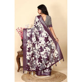 Multi-colored cotton silk floral printed saree with unstitched blouse, vibrant floral patterns on a 5.5m length