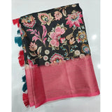 Multicolor cotton silk floral printed saree with unstitched blouse, vibrant Indian fashion accessory on display