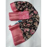 Multicolor floral print cotton silk saree with unstitched blouse, vibrant Indian fashion for women