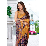 Multicolor floral printed cotton silk saree with unstitched blouse (5.5mtr), stylish Indian women's wear