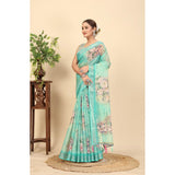 Multicolor cotton silk floral printed saree with unstitched blouse (5.5Mtr), vibrant floral design on display