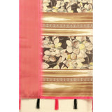 Black cotton silk floral printed saree with unstitched blouse (5.5mtr), high-quality traditional Indian women's wear