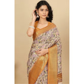 Women's Cotton Silk Floral Printed Saree With Unstitched Blouse 5.5Mtr (Lavender)