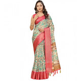 Multicolor cotton silk floral printed saree with unstitched blouse (5.5Mtr), women's traditional Indian wear