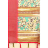 Multicolor cotton silk floral printed saree with unstitched blouse, vibrant floral pattern on 5.5m length