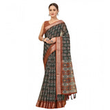 Multi-colored cotton silk printed saree with unstitched blouse, vibrant Indian fashion accessory for women