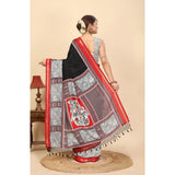 Black cotton silk printed saree with unstitched blouse (5.5Mtr) - elegant, vibrant Indian fashion accessory