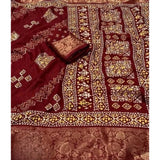 Maroon cotton silk printed saree with unstitched blouse (5.5Mtr) - vibrant, traditional Indian fashion accessory