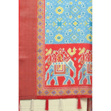 Women's Cotton Silk Printed Saree With Unstitched Blouse 5.5Mtr (Rama)