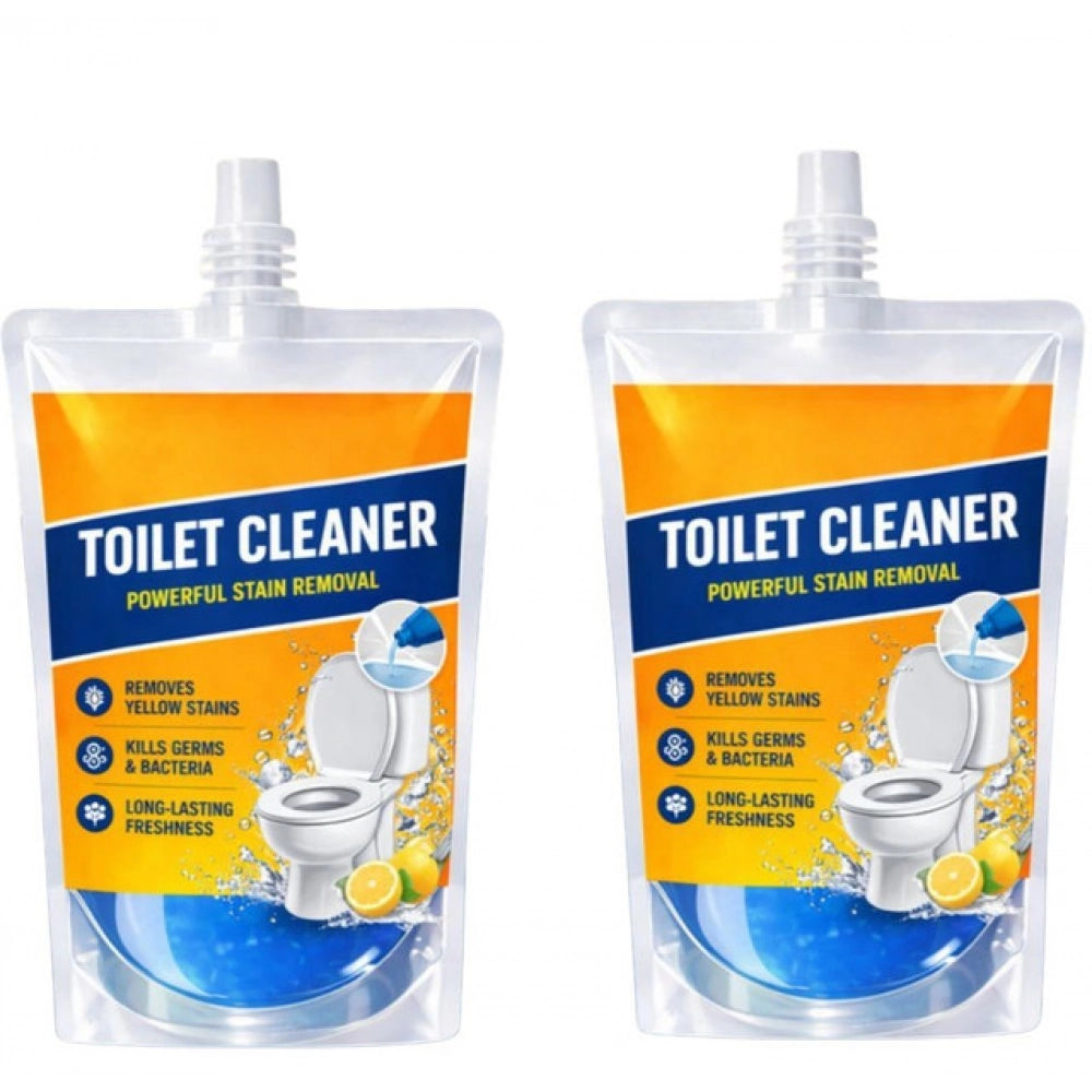 Ultra Clean toilet gel liquid cleaner pouches, pack of 2, fresh fruit scented, removes yellow stains, shelf life: 1 year