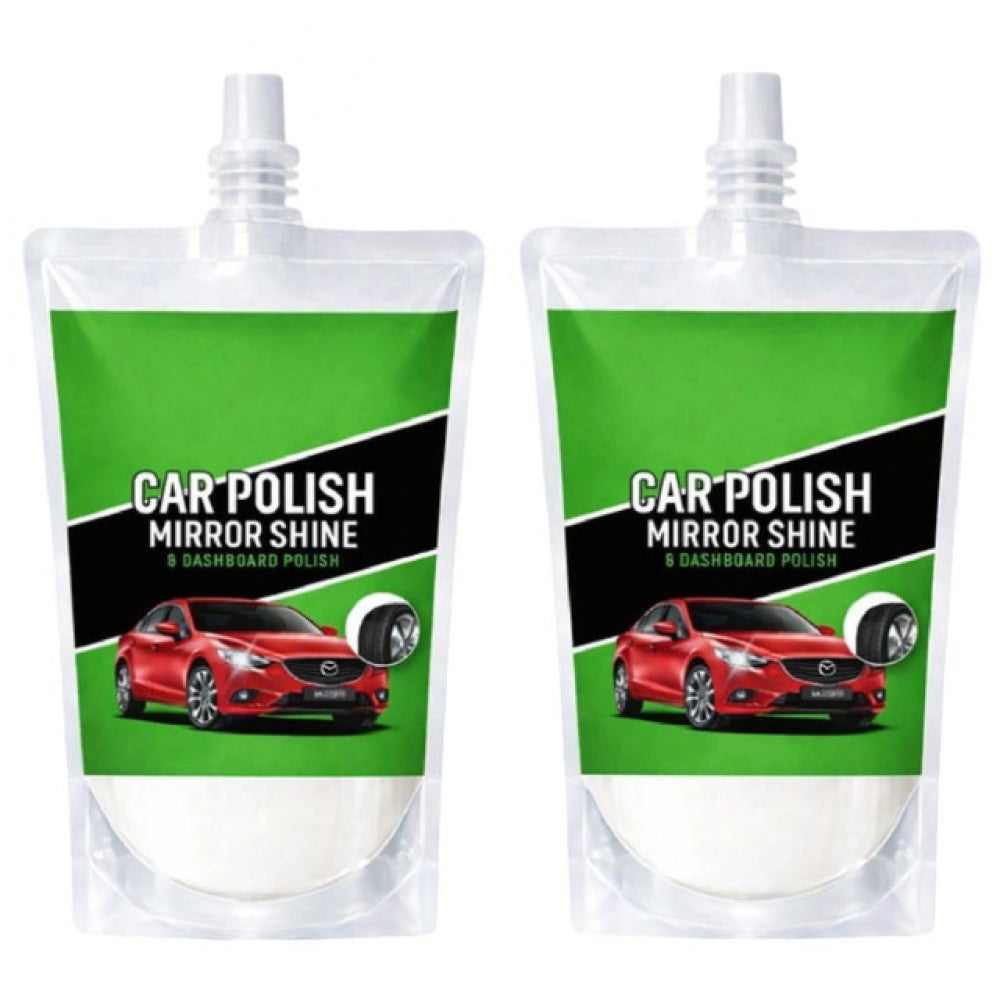 Car and bike polish mirror shine liquid pouches - Pack of 2 (100ML), fresh fruit flavor, designed for enhancing vehicle shine and appearance