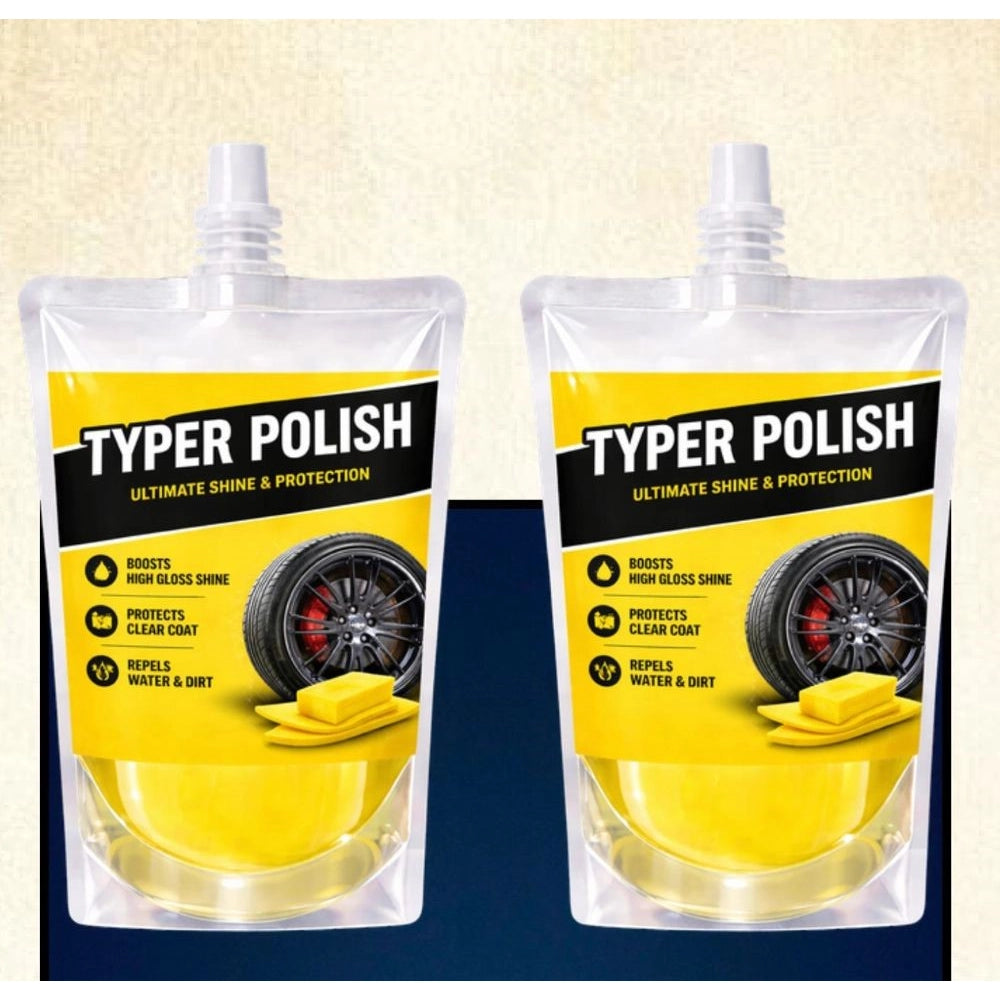 Ultra Tyre Shine & Polish Liquid Pouches (2 pack), fresh fruit flavored liquid tire cleaner for long-lasting shine, repels water & dirt