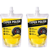 Ultra Tyre Shine & Polish liquid pouches (2 pack), fresh fruit-flavored tyre cleaner for long-lasting shine, repels water and dirt