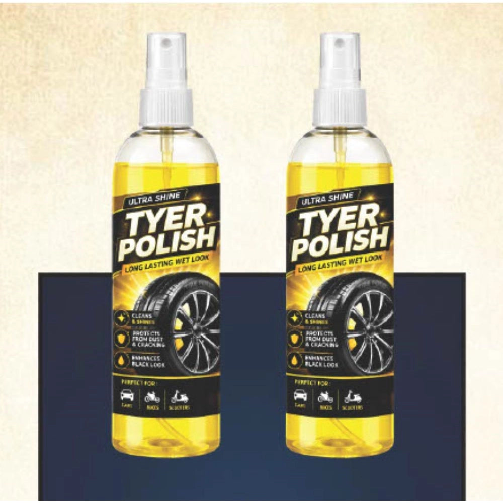 Deep black tyre polish liquid spray bottles (2 pcs, 100 ML each), protects tires from dust and cracking