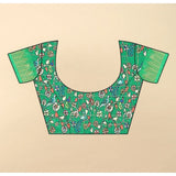 Yellow-Green cotton silk printed saree with unstitched blouse (5.5mtr), vibrant traditional Indian wear