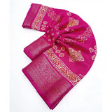 Pink cotton silk printed saree with unstitched blouse (5.5Mtr), detailed, stylish Indian women's traditional wear