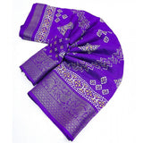 Royal Blue cotton silk printed saree with unstitched blouse, vibrant floral design for women's traditional wear