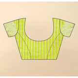 Light green art silk jacquard printed saree with unstitched blouse, vibrant traditional Indian attire on display