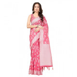 Pink Art Silk Jacquard printed saree with unstitched blouse (5.5Mtr) - vibrant, traditional Indian women's wear