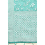 Sky blue art silk jacquard printed saree with unstitched blouse, 5.5mtr, intricate pattern detail