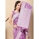 Purple Art Silk Jacquard Printed Saree with Unstitched Blouse (5.5Mtr) - traditional Indian women's fashion accessory