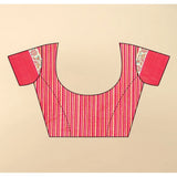 Yellow-Red printed cotton silk saree with unstitched blouse (5.5Mtr), traditional Indian women's fashion wear on display