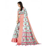 Multicolor cotton silk floral printed saree with unstitched blouse (5.5Mtr), women's ethnic wear on mannequin