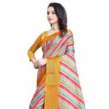 Women's cotton silk striped saree with unstitched blouse (5.5mtr, multicolor) - vibrant multicolor stripes on luxurious cotton silk fabric for traditional Indian wear