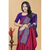 Pink cotton blend checkered saree with unstitched blouse (5.5Mtr), traditional Indian women's fashion accessory