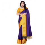 Royal Blue cotton blend checkered saree with unstitched blouse, 5.5Mtr for traditional Indian wear