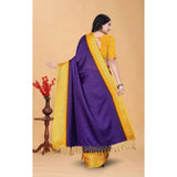 Royal blue cotton blend checkered saree with unstitched blouse (5.5mtr), traditional Indian women's fashion accessory