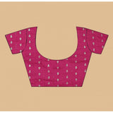 Multicolor cotton blend checkered saree with unstitched blouse (5.5Mtr), women's traditional Indian attire